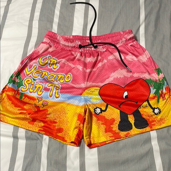 Other - Colorful Graphic Swim Shorts with Heart Design Mens S